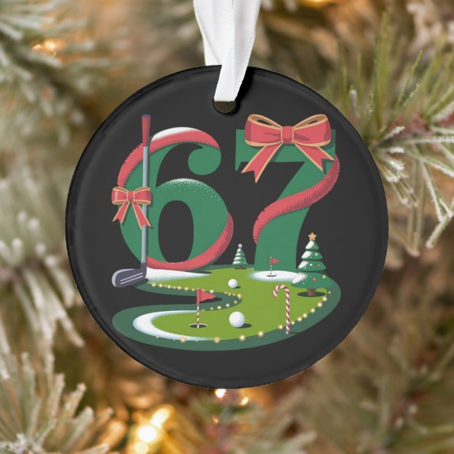 6 7 Six Seven Golf Gen Z Alpha Meme Xmas Golfing Ornament (Tree)