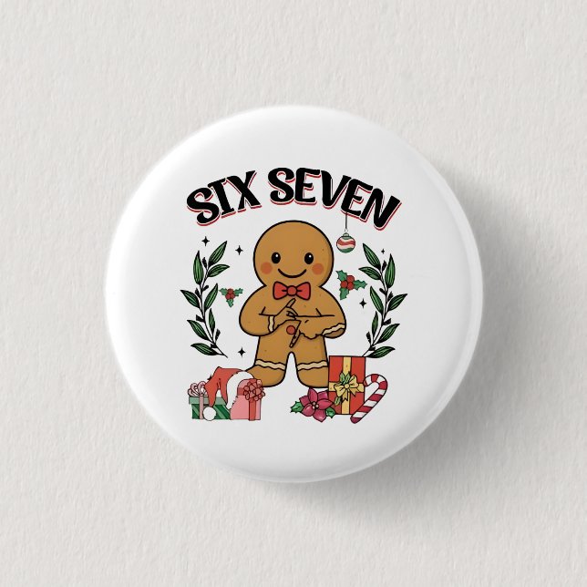 6 7 Six Seven Hand Gen Z Alpha Gingerbread Meme  Button (Front)