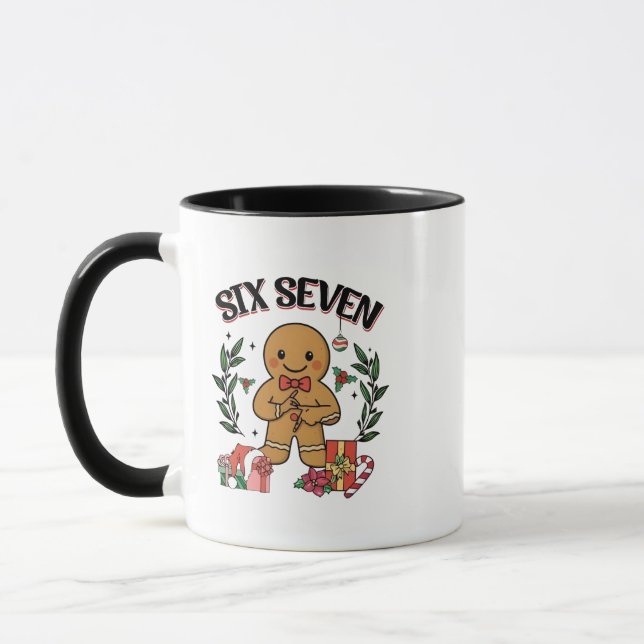 6 7 Six Seven Hand Gen Z Alpha Gingerbread Meme  Mug (Left)