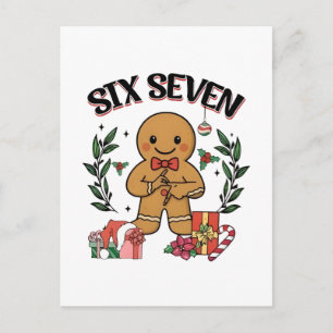 6 7 Six Seven Hand Gen Z Alpha Gingerbread Meme Postcard