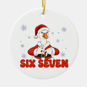 6 7 Six Seven Hand Gen Z Alpha Goose Christmas Ceramic Ornament
