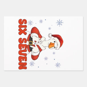 6 7 Six Seven Hand Gen Z Alpha Goose Christmas Wrapping Paper Sheets