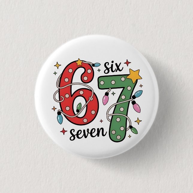6 7 Six Seven Hand Gen Z Alpha Meme Slang Xmas  Button (Front)