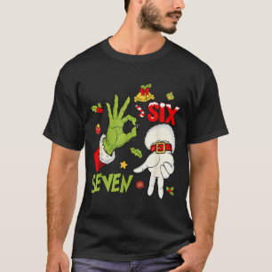 6 7 Six Seven Hand Gen Z Alpha Meme Slang Xmas Chr T-Shirt