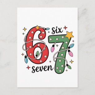6 7 Six Seven Hand Gen Z Alpha Meme Slang Xmas Invitation Postcard
