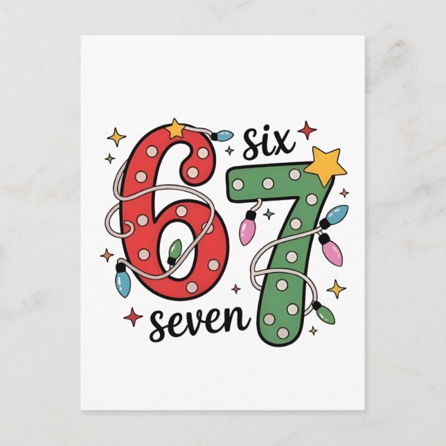 6 7 Six Seven Hand Gen Z Alpha Meme Slang Xmas  Invitation Postcard (Front)
