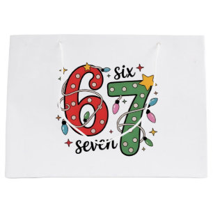 6 7 Six Seven Hand Gen Z Alpha Meme Slang Xmas Large Gift Bag