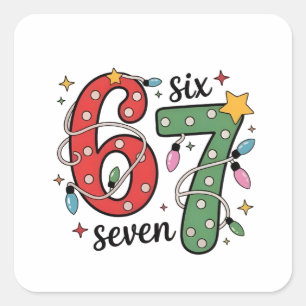 6 7 Six Seven Hand Gen Z Alpha Meme Slang Xmas  Square Sticker