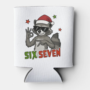 6 7 Six Seven Hand Gen Z Alpha Raccoon Christmas Can Cooler