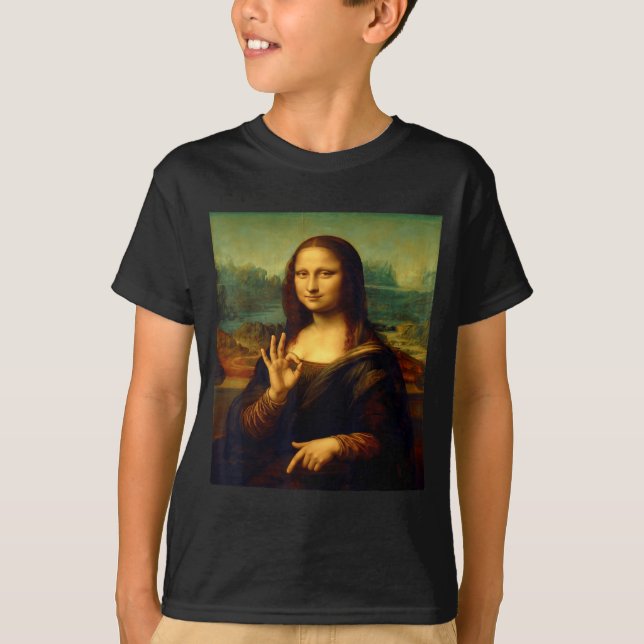 6 7 Six Seven Meme 67 Funny Mona Lisa Funny Clic A T-Shirt (Front)