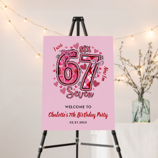 6 7 Six Seven Meme Girls 7th Birthday Welcome Sign