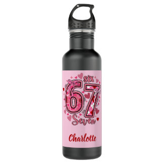 6 7 Six Seven Meme Trend Girls Pink Name Stainless Steel Water Bottle