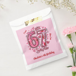 6 7 Six Seven Meme Trend Pink Girls 7th Birthday Favor Bag