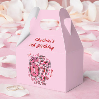 6 7 Six Seven Meme Trend Pink Girls 7th Birthday Favor Boxes