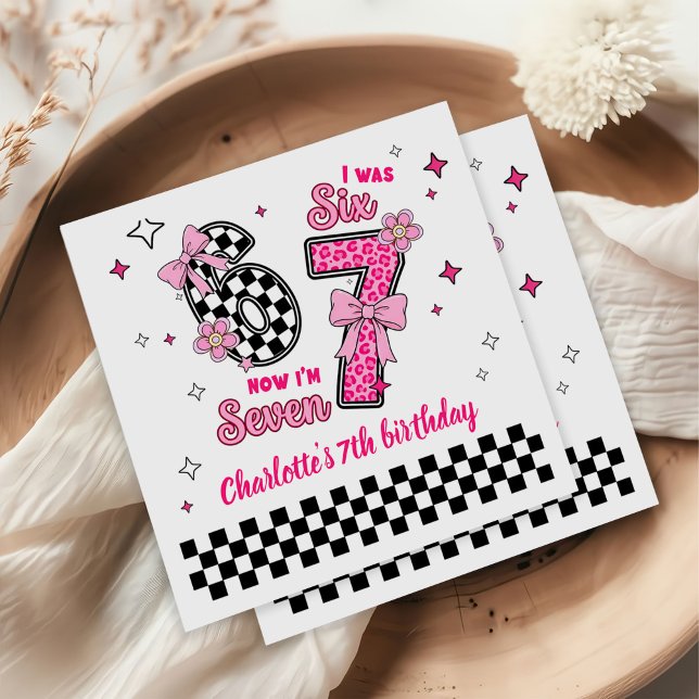 6 7 Six Seven Meme Trend Pink Girls 7th Birthday Napkins (Creator Uploaded)