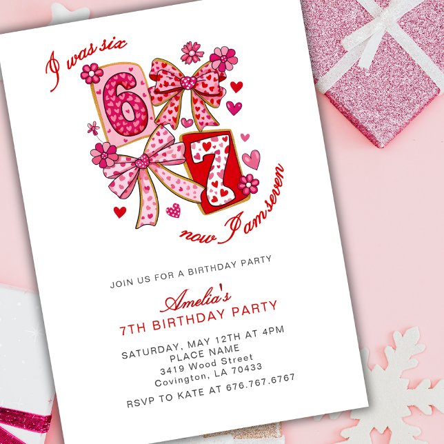 6 7 Six Seven Meme Viral 7TH Girl Birthday Party  Invitation (Creator Uploaded)