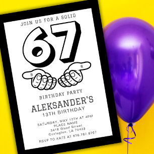 6 7 Six Seven Meme Viral Boy Any Birthday Party  Invitation