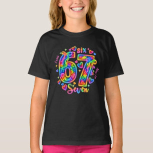 6 7 Six Seven Neon Rainbow Glow Girl 7th Birthday  T-Shirt