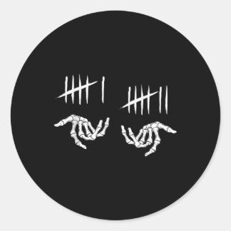 6 7 Six Seven Tally Marks Skeleton 67 Skeleton Han Classic Round Sticker