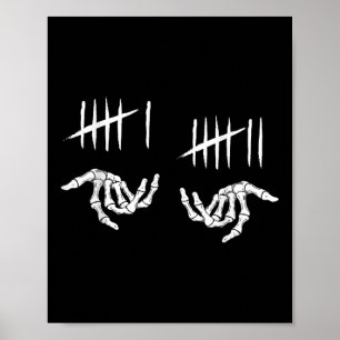 6 7 Six Seven Tally Marks Skeleton 67 Skeleton Han Poster