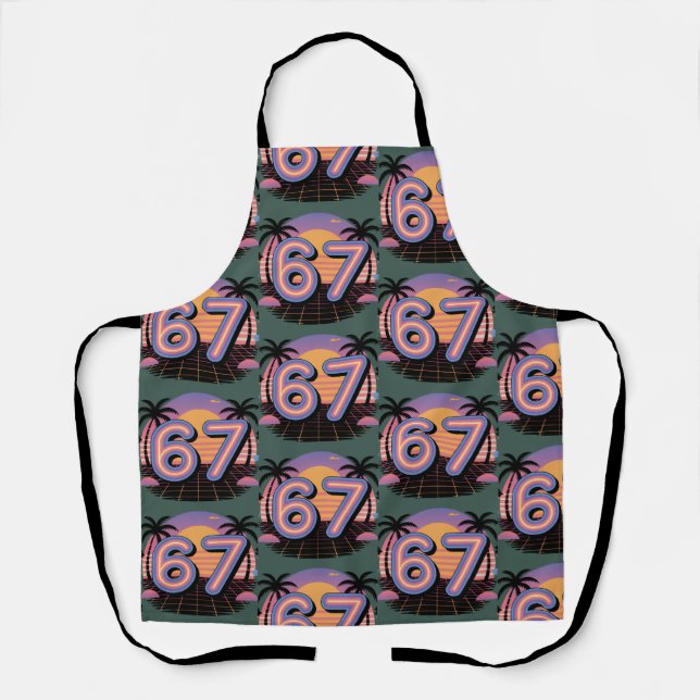 6 7 Six Seven Vaporwave Gen Z Alpha Meme  Apron (Front)