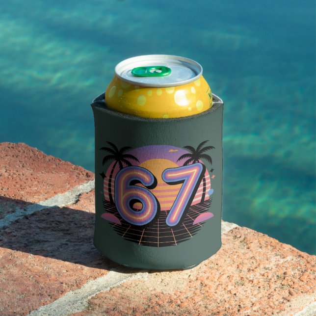 6 7 Six Seven Vaporwave Gen Z Alpha Meme  Can Cooler (In Situ Pool)