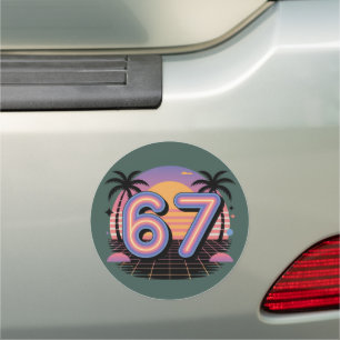 6 7 Six Seven Vaporwave Gen Z Alpha Meme Car Magnet