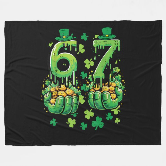6 7 St Patricks Day Fleece Blanket (Front (Horizontal))