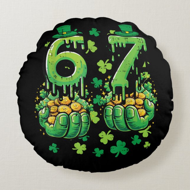 6 7 St Patricks Day Round Pillow (Front)