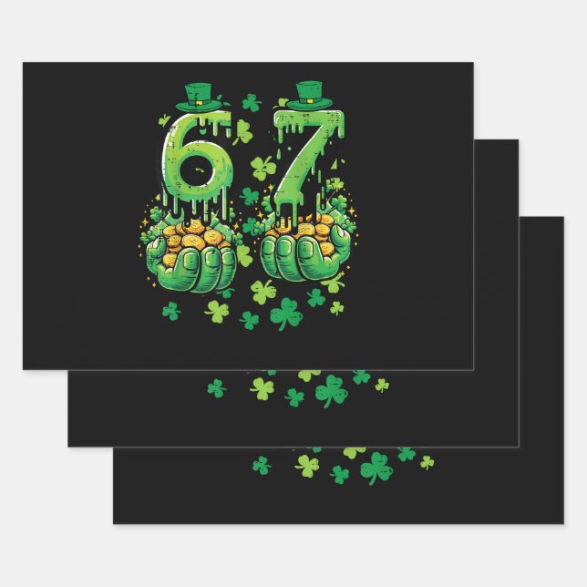 6 7 St Patricks Day Wrapping Paper Sheets (Set)