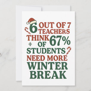 6 7 Teacher Six Seven 67 Santa Gen Alpha Thank You Card