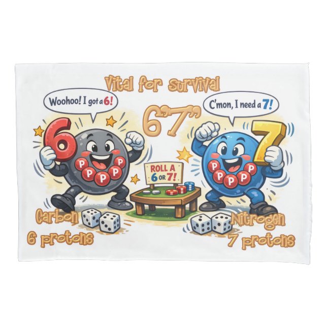 6’7” Vital for Survival Chemistry Elements   Pillow Case (Front)