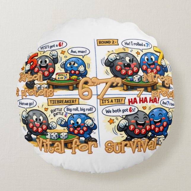 6’7” Vital for Survival Chemistry Elements   Round Pillow (Front)