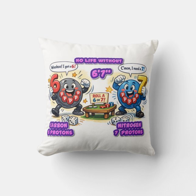 6’7” Vital for Survival Chemistry Elements   Throw Pillow (Front)