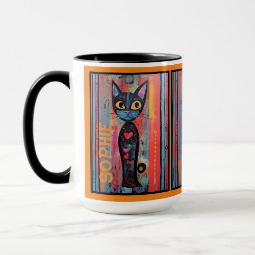 6 Abstract Kitty Personalized Mug