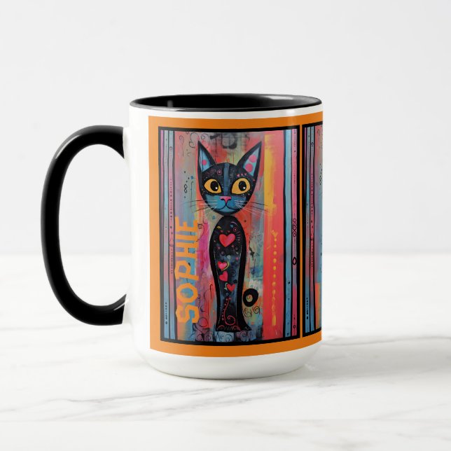 6 Abstract Kitty Personalized Mug (Left)