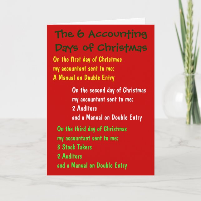 6 Accounting Days of Christmas Funny Accountant Holiday Card (Front)