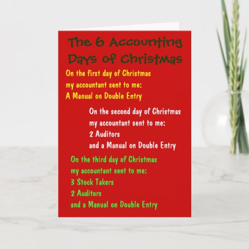 6 Accounting Days of Christmas Funny Accountant Holiday Card