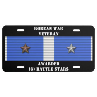 6 BATTLE STARS KOREAN WAR VETERAN LICENSE PLATE