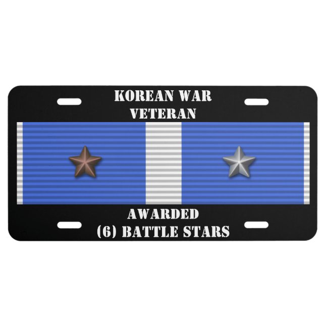 6 BATTLE STARS KOREAN WAR VETERAN LICENSE PLATE (Front)