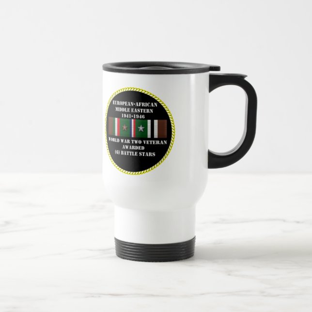 6 BATTLE STARS / WORLD WAR II VETERAN TRAVEL MUG (Right)