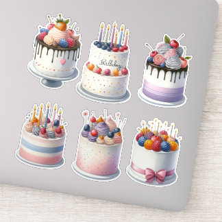6 Birthday Cakes Sticker