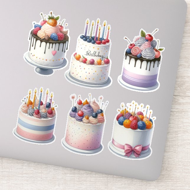 6 Birthday Cakes Sticker (Detail)