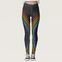 Asymmetric rainbow brown black gay pride flag leggings