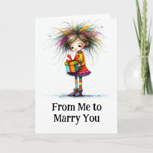 **  6 Colorful AP97 MARRY ME Christmas Girl Gift Thank You Card