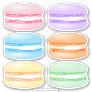 6 colorful macarons sticker