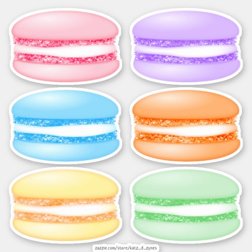 6 colorful macarons sticker