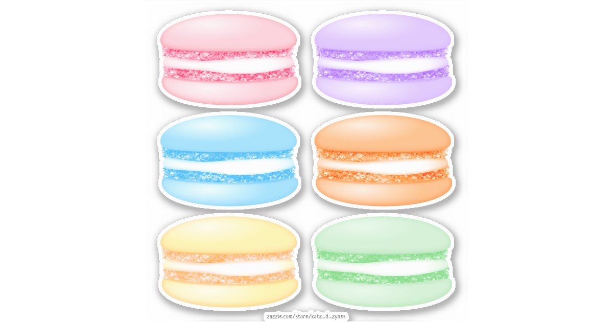 6 colorful macarons sticker | Zazzle