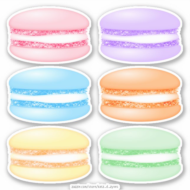 6 colorful macarons sticker (Front)