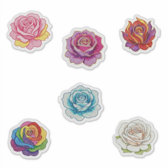 6 colorful roses sticker (Front)
